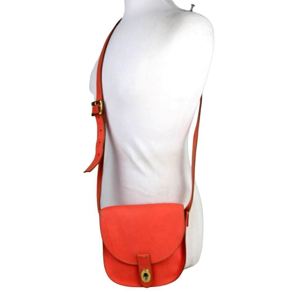 FOSSIL SALMON PINK GENUINE LEATHER FLAP X-BODY SHOULDER BAG HANDBAG PURSE